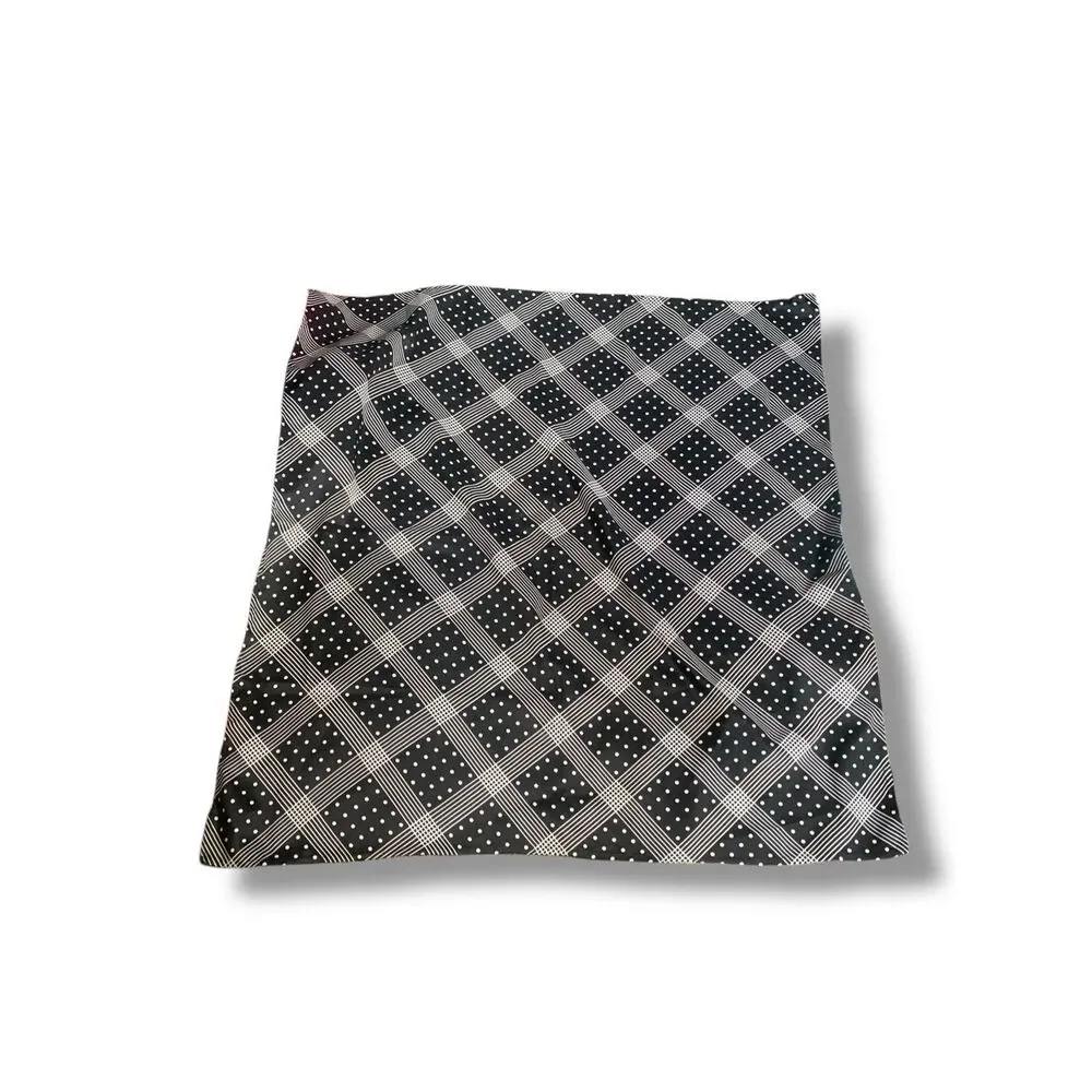Scarf‎ Black White Polka Dot Patchwork Grid Print Square Accessory Graphic Artsy